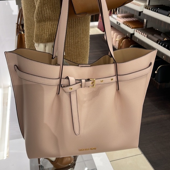 MICHAEL KORS Emilia Large Pebbled Leather Tote Bag POWDER BLUSH - Picture 2 of 16